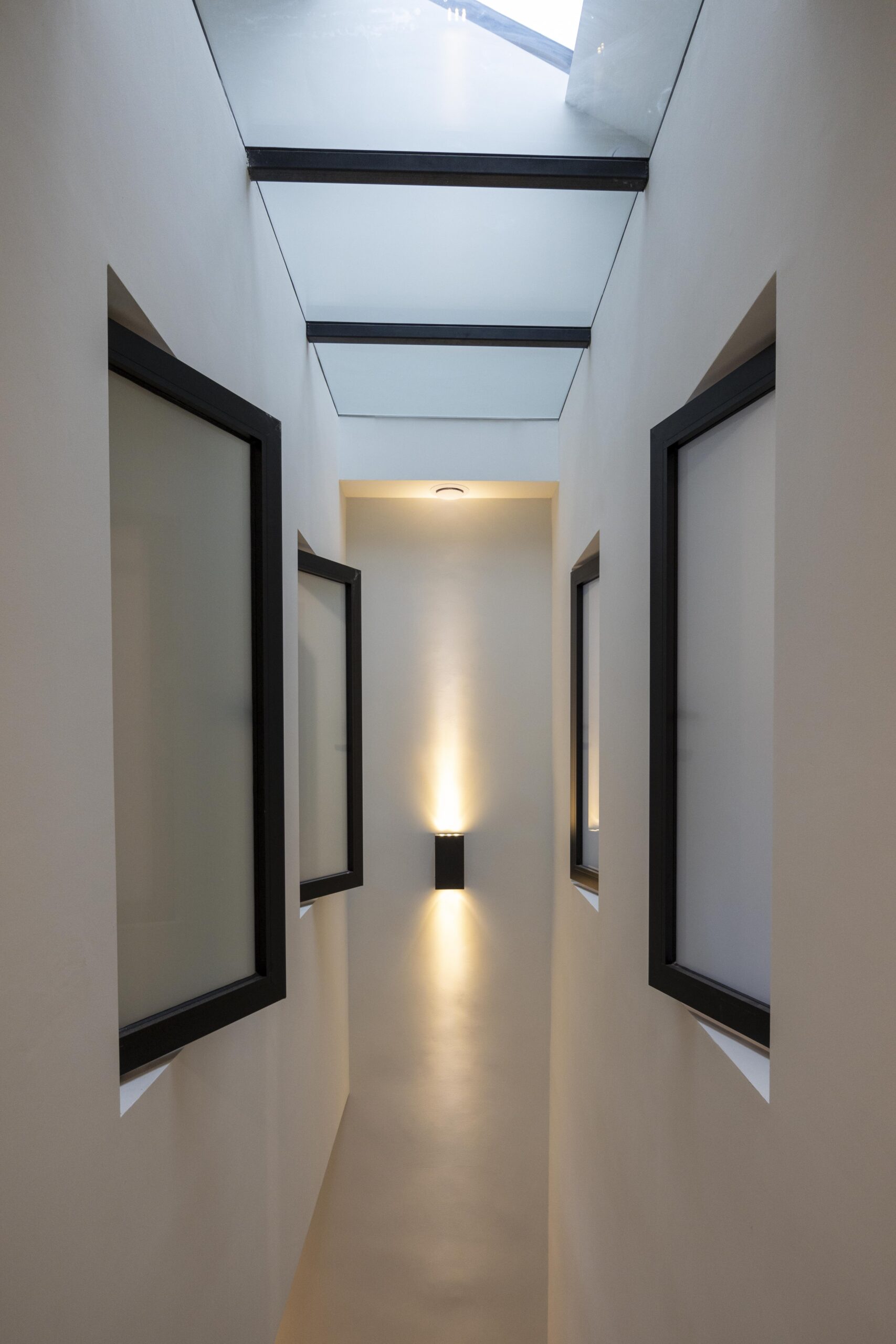 Casement window along stairwell
