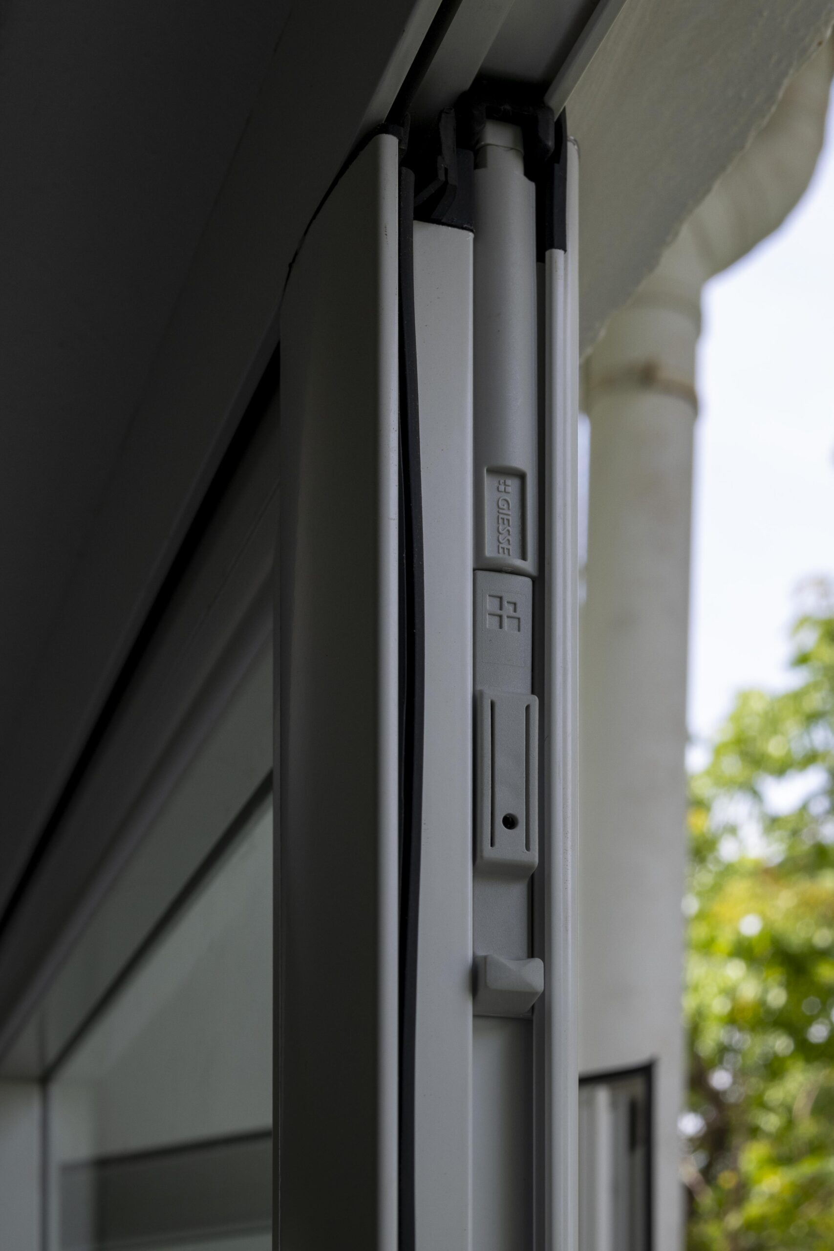 Detailed view of aluminium Euro profile with premium hardware and smooth finish