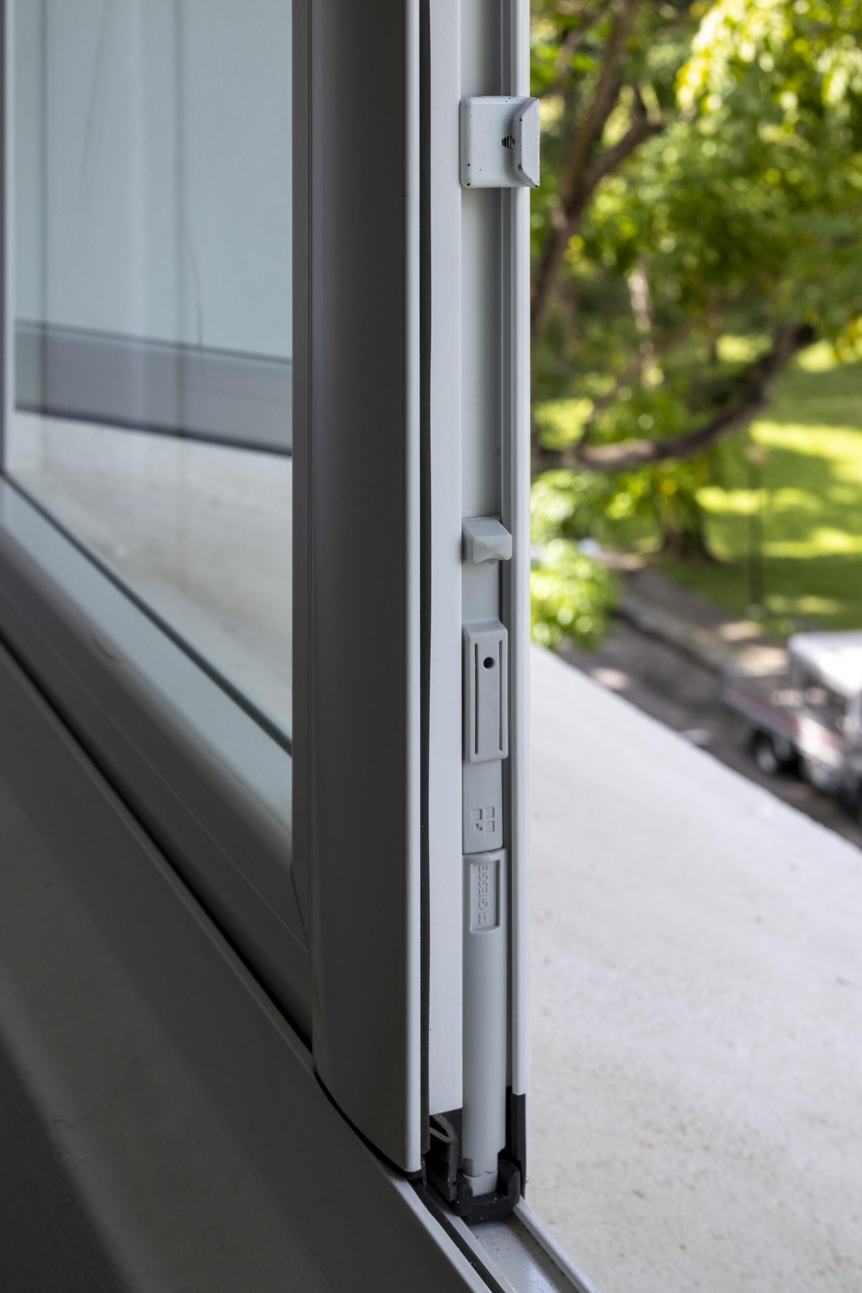 Detailed view of aluminium Euro profile with premium hardware and smooth finish